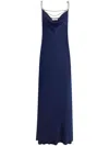 Rabanne Chain Strap Satin Finish Floor-length Dress In Blue