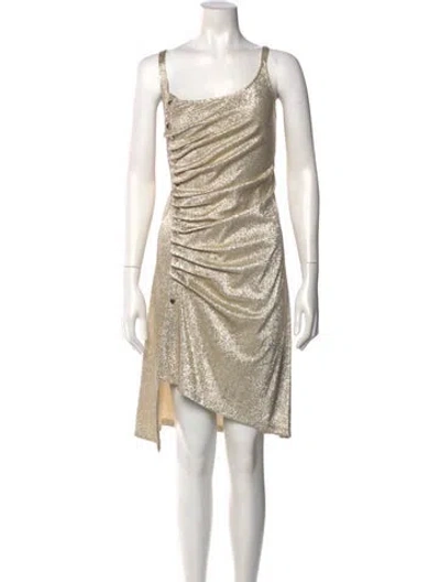 Pre-owned Rabanne Cowl Neck Knee-length Dress In Gold