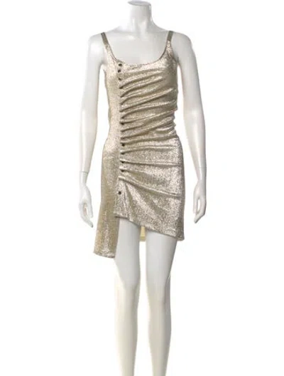 Pre-owned Rabanne Cowl Neck Mini Dress In Gold/metallic