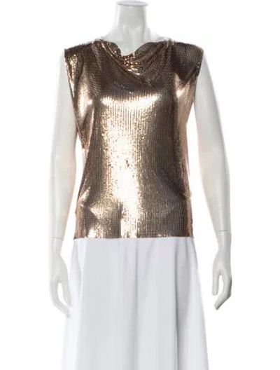 Pre-owned Rabanne Cowl Neck Sleeveless Top W/ Tags In Gold