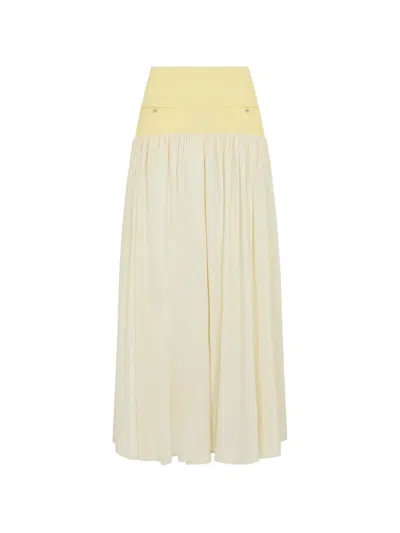 Rabanne Crêpe De Chine Panelled Maxi Skirt In Yellow