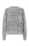 Rabanne Crew Neck Cotton-blend Sweater In Light Blue