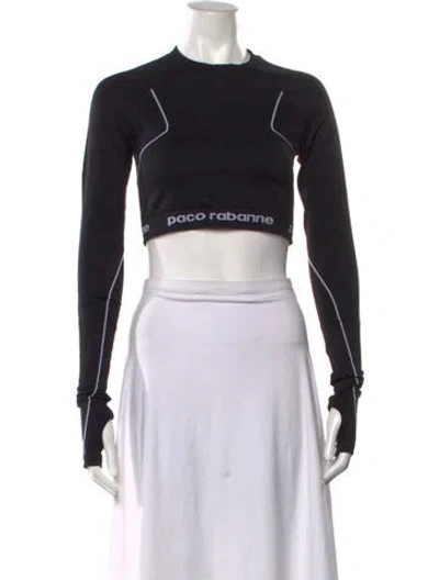 Pre-owned Rabanne Crew Neck Long Sleeve Crop Top In Black