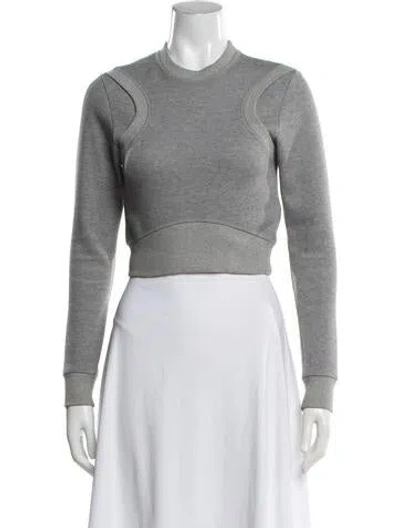 Pre-owned Rabanne Crew Neck Long Sleeve Crop Top In Grey