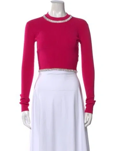 Pre-owned Rabanne Crew Neck Long Sleeve Crop Top In Pink
