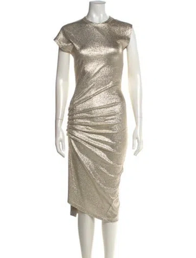Pre-owned Rabanne Crew Neck Midi Length Dress In Gold