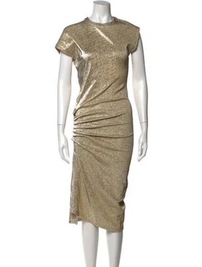 Pre-owned Rabanne Crew Neck Midi Length Dress In Gold