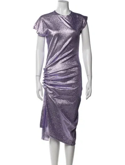 Pre-owned Rabanne Crew Neck Midi Length Dress In Metallic/purple