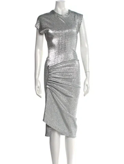 Pre-owned Rabanne Crew Neck Midi Length Dress In Silver