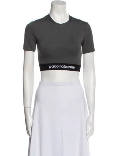 Pre-owned Rabanne Crew Neck Short Sleeve Crop Top In Black