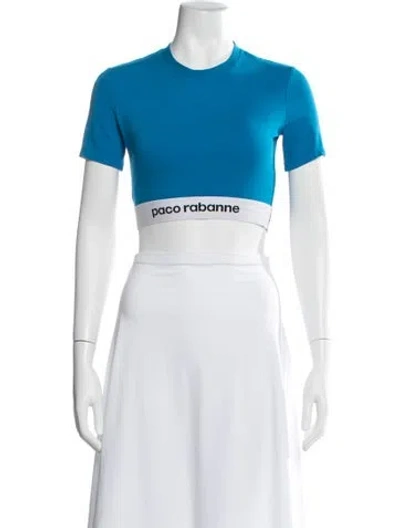 Pre-owned Rabanne Crew Neck Short Sleeve Crop Top In Blue