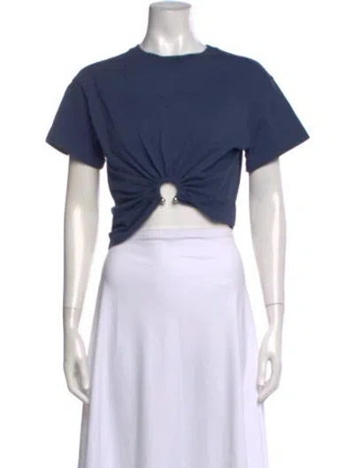 Pre-owned Rabanne Crew Neck Short Sleeve Crop Top In Blue