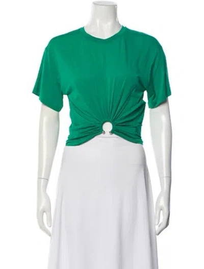 Pre-owned Rabanne Crew Neck Short Sleeve Crop Top In Green