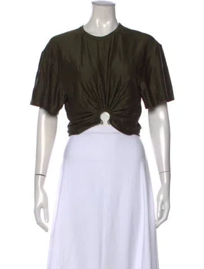 Pre-owned Rabanne Crew Neck Short Sleeve Crop Top In Green