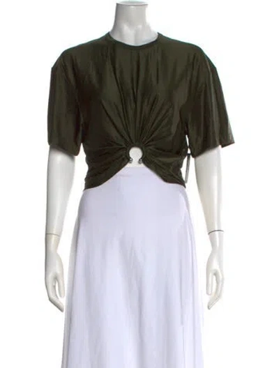 Pre-owned Rabanne Crew Neck Short Sleeve Crop Top In Green