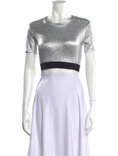 Pre-owned Rabanne Crew Neck Short Sleeve Crop Top In Metallic/silver
