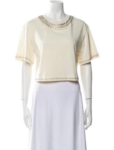 Pre-owned Rabanne Crew Neck Short Sleeve Crop Top In Neutral