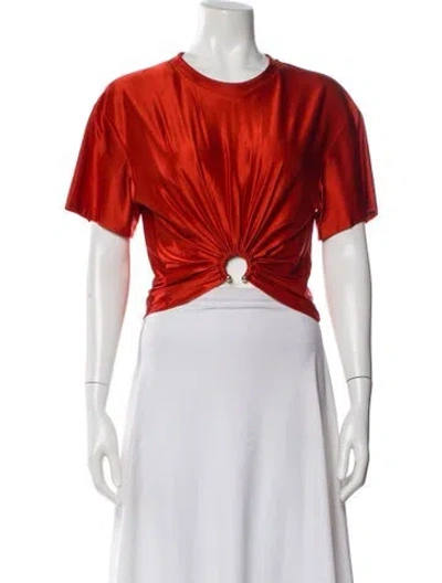 Pre-owned Rabanne Crew Neck Short Sleeve Crop Top In Orange