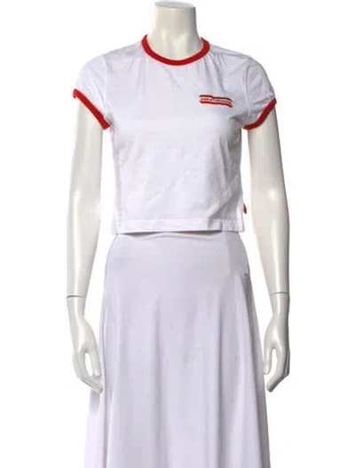 Pre-owned Rabanne Crew Neck Short Sleeve Crop Top In White