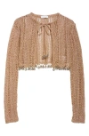 Rabanne Crochet Crop Cardigan In Brown