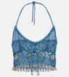 Rabanne Crochet Embellished Lamé Crop Top