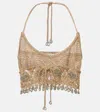 Rabanne Crochet Embellished Lamé Crop Top