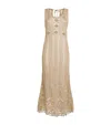 Rabanne Crochet Embroidered Maxi Dress In Brown