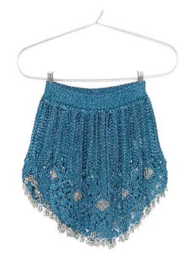 Rabanne Crochet Mini Skirt In Blue