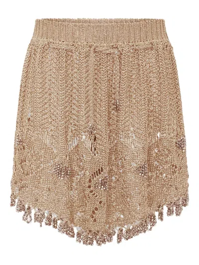 Rabanne Crochet Skirt In Brown
