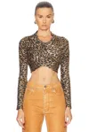 Rabanne Metallic Jacquard Twisted Crop Top In Tiger Lurex  Gold  & Cam