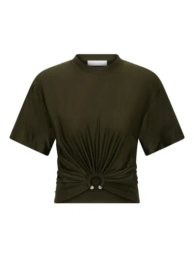 Rabanne Cut-out Knot Detail Round Neck Top In Green