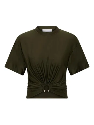 Rabanne Cut-out Knot Detail Round Neck Top In Green