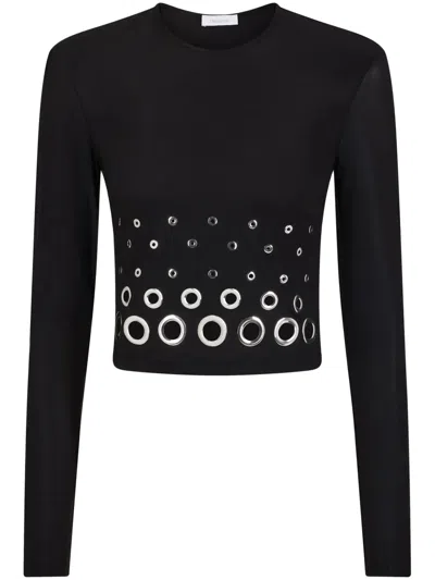 Rabanne Crop Top With Eyelets In Black