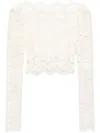 Rabanne Cropped-bluse Aus Spitze In Nude & Neutrals