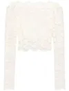 Rabanne Cropped-bluse Aus Spitze In Nude & Neutrals