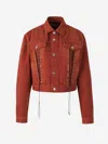Rabanne Cotton Denim Jacket W/ Laces In Orange