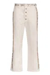 Rabanne Beaded-stripe Button-front Kickflared Ankle Pants In White