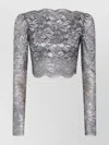 Rabanne Cropped Lace Top In Black Silver In Gray