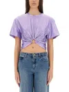 Rabanne Cropped T-shirt With Piercing Detail