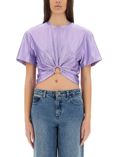 RABANNE RABANNE CROPPED FRONT TWIST T-SHIRT