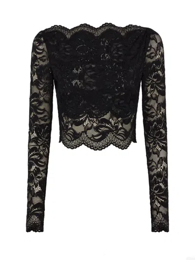 Rabanne Cropped Lace Top In Black