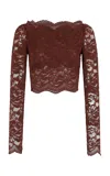 Rabanne Cropped Lace Top In Burgundy