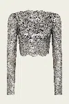Rabanne Cropped Lace Top In Black Silver In Gray