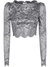 Rabanne Cropped Lace Top In Black Silver In Black