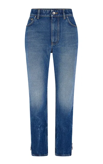 Rabanne Cropped Mid-rise Straight-leg Jeans In Blue