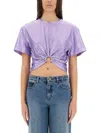 Rabanne Cropped T-shirt With Piercing Detail In Lilac