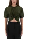 Rabanne Cropped T-shirt In Green