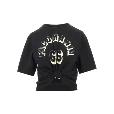 Rabanne Cropped T-shirt With Piercing Detail In Black