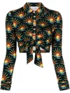Rabanne Cropped Tied Blouse In Black