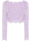 Rabanne Lavender Lace-effect Top With Boat Neckline